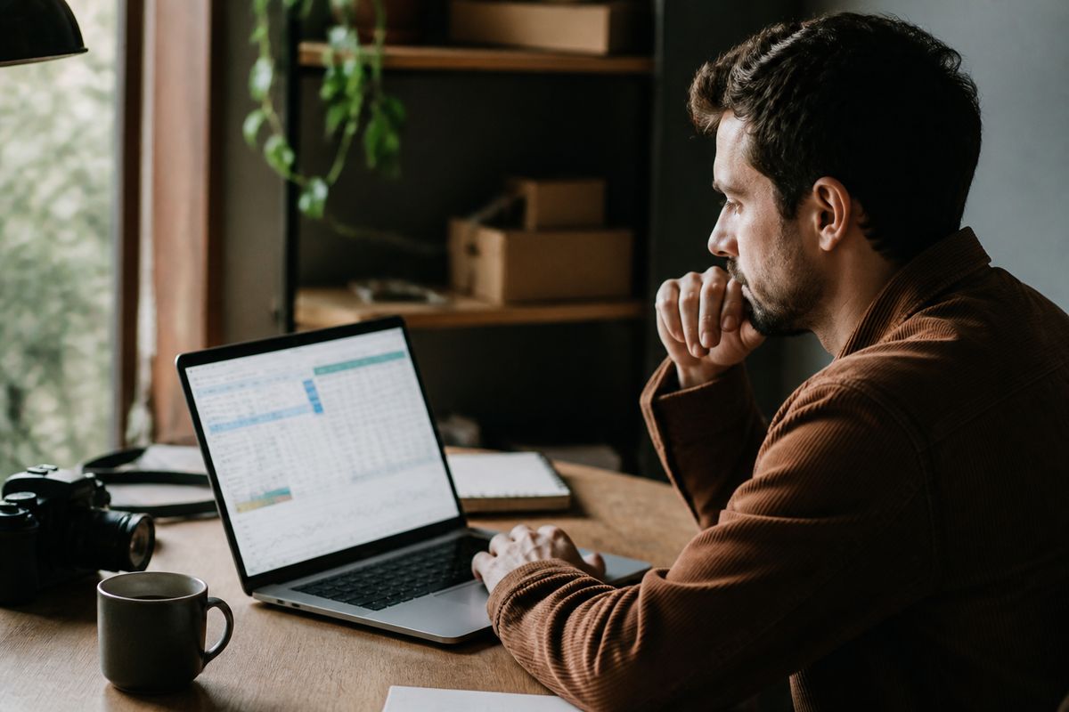 An Amazon seller comparing profit calculators on a laptop.