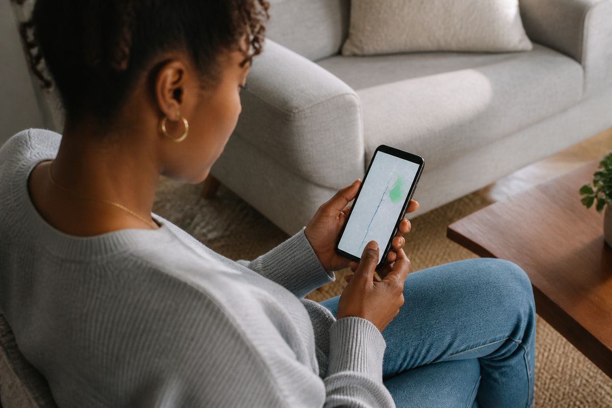 A customer tracking a package on a smartphone app.
