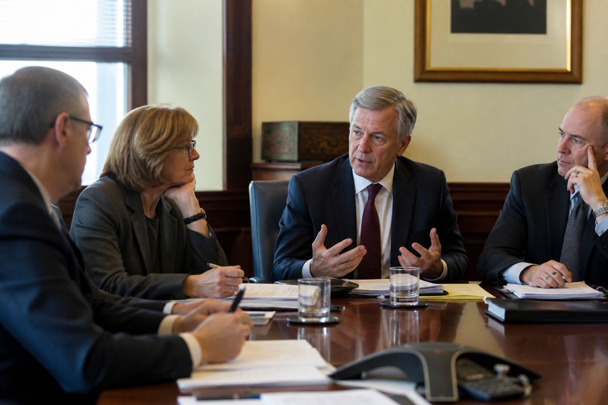 Pennsylvania insurance regulators discussing rate increases in a meeting room