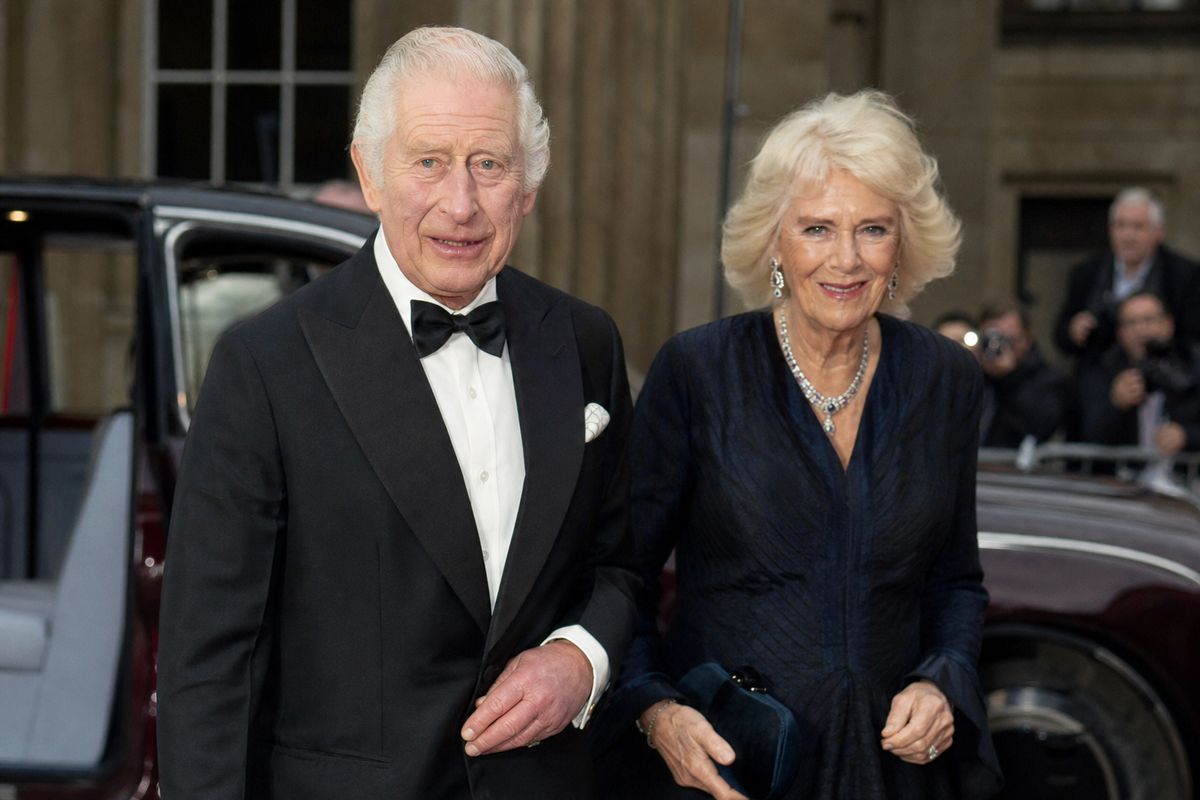 King Charles and Camilla arriving at the British Museum event