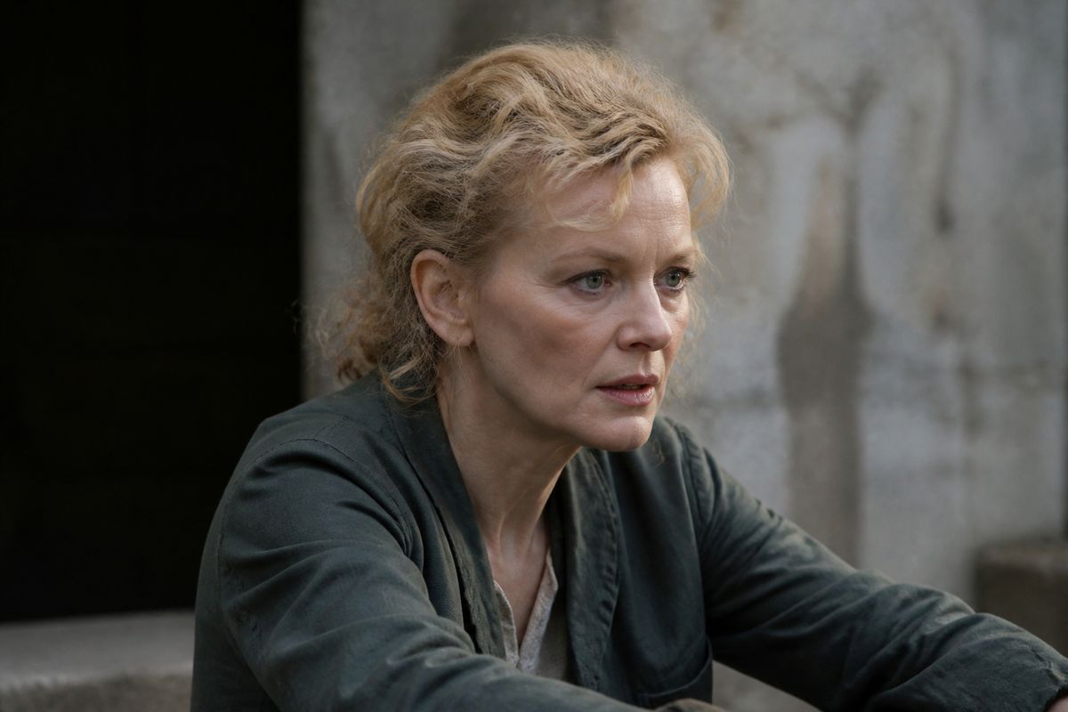Maxine Peake filming an intense scene on set