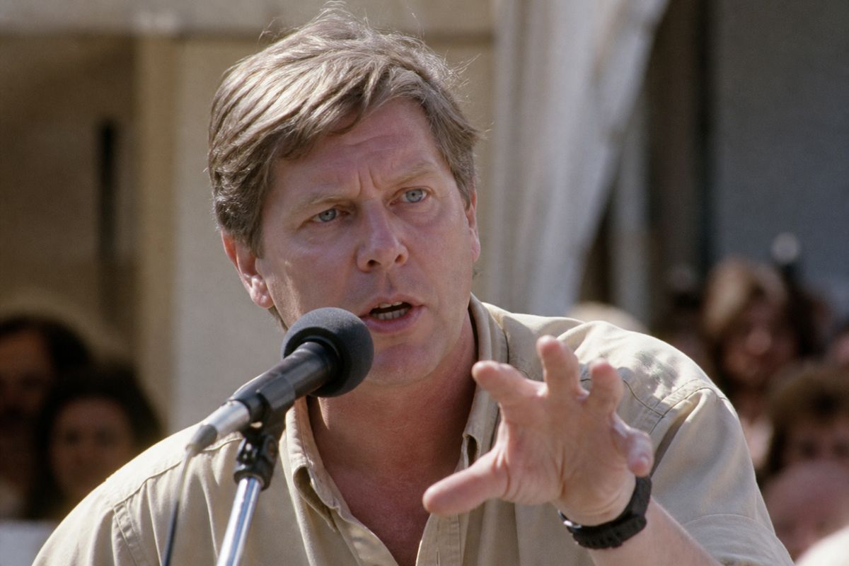 James Fox speaking passionately at a community event
